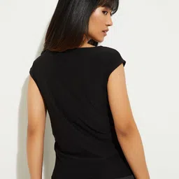 max Casual Regular Sleeves Solid Women Black Top image 2