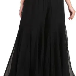 kvish Women Flared Black Georgette Trousers image 2