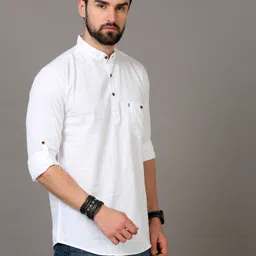tallwalker Men Solid Pure Cotton Straight Kurta image 4