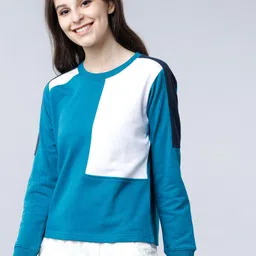 tokyo talkies Women Full Sleeve Color Block Sweatshirt image 2