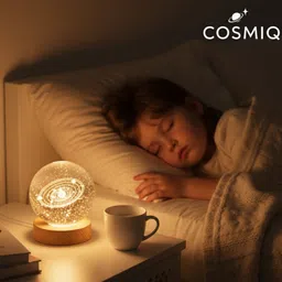 cosmiq 3D Engraved Galaxy Crystal Ball Lamp with Warm LED Light Solar System Night Lamp Night Lamp image 3