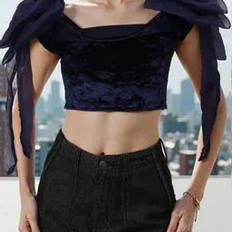 Shein Party Off Shoulder Lace Bow Detail Crop Fitted Blouse Top-picture-20