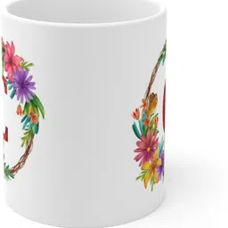 festivecraft Floral Alphabet Letter C Gift for Friend Boyfriend Girlfriend HD Printed Ceramic Coffee Mug image 2
