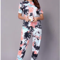 soor panchi Women Night Suit Set Blue Embellished-picture-48