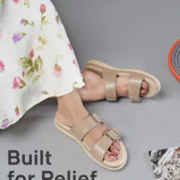 picson Women Stylish Double Buckle Slides | Premium Look & Extra Soft Cushion Flats Sandal image 5