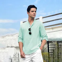yugnik Men Solid Pure Cotton Straight Kurta image 3