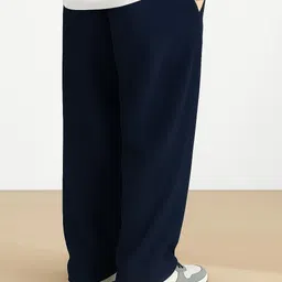 metronaut Men's Polyester Causal Drawstring Comfortable Loose Fit Trouser Pant Loose Fit Men Dark Blue Polyester Trousers image 2