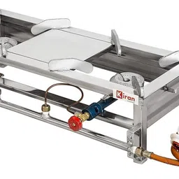 kiran enterprises 2 Burner Commercial Gas stove/Bhatti with Fitted Brass Nut Hose Pipe Stainless Steel Manual Gas Stove-picture-17