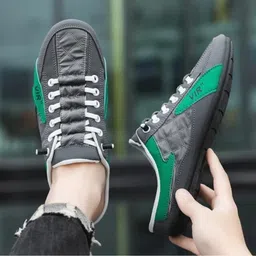 pamaba Stylish Men's Half Back Open Backless Footwear, Lace Up Outdoor Casual Sneakers For Men image 5