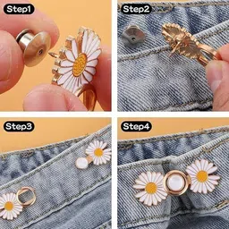 paxik Flower Pant Waist Tightener Adjustable Buckle For Loose Jeans Button Pins Metal Buttons image 2