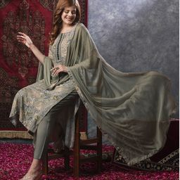 gosriki Women Cotton Rayon Kurta Pant Attached Dupatta Set-picture-9
