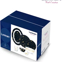 luminarc Pack of 33 Glass Made in UAE French design sodalime transparent glass andriy black Dinner Set image 4