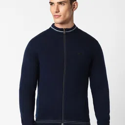 Peter England Casuals Mock Collar Acrylic Front-Open Sweater image 1