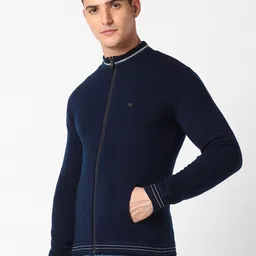 Peter England Casuals Mock Collar Acrylic Front-Open Sweater image 3