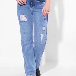 Numero Uno Women Straight Fit High-Rise Mildly Distressed Heavy Fade Stretchable Jeans-picture-1