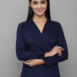 Allen Solly Woman Navy Blue Solid Wrap Top-picture-27