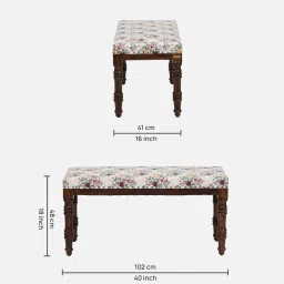 mudramark from pepperfry Ojal Upholstered Bench Set In Provincial Teak Finish image 2