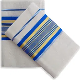 Chithra Fabrics CF 4206 Sky Blue Fancy Border Single Set Mundu Solid Women Dhoti-image-47