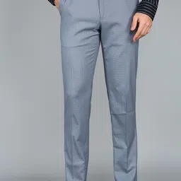 van heusen Men Slim Fit Grey Polyester Trousers image 1