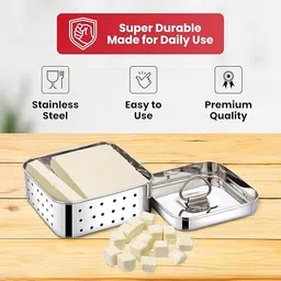missippi Stainless Steel 600ml Square Shape Indian Paneer/Tofu Press Mould Maker Collapsible Strainer image 4
