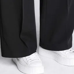 next one Women Loose Fit Black Lycra Blend Trousers image 4