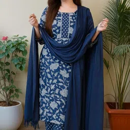 traditique Printed Kurta, Trouser/Pant & Dupatta Set-picture-24