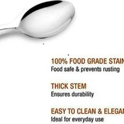 jsi mart High Quality Stainless Steel Spoon and Fork Cutlery (Pack of 24) Steel Table Spoon Set image 2