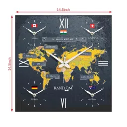 random Time Zone Multicolour Metal Wall Clock image 3