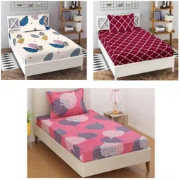 Cotton Single Flat 104 TC 3D Printed Bedsheet-image-47