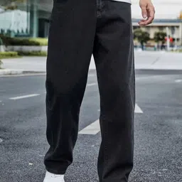 white leapard Men Loose Fit Mid Rise Grey Jeans image 5