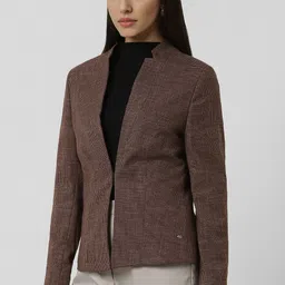 van heusen Women Checkered Single Breasted Formal Blazer image 4