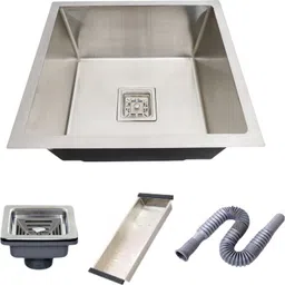 | 21" x 18" x 10" | KITCHEN SINK WITH TRAY BASKET | Matte Satin Finish Stainless Steel with Square Coupling and Metal Fruit Basket Vessel Sink-image-14