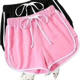 houseofcommon Pack of 2 Solid Women Multicolor Basic Shorts image 1