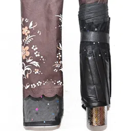 chattri wala Printed Anti-UV 3Fold Umbrella with Net border Brown Colour Umbrella image 4