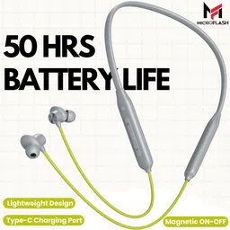microflash Bluetooth Headphone, Neckband 2Days Battery, High Bass, Mic, Magnetic on/off Bluetooth Headset image 3