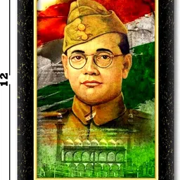 araaka NETAJI SUBHASH CHANDRA BOSE photo frame (Wood Base and Front Laminated) Acrylic 8 inch x 12 inch Painting image 2