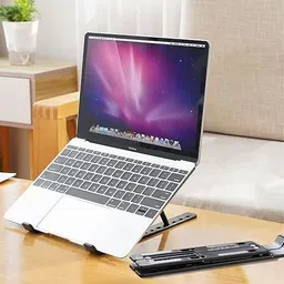 STRIFF Aluminum Laptop Stand Foldable, Adjustable, Ventilated, Up to 15.6''(Black) Laptop Stand image 3