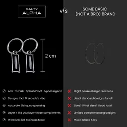 salty Men & Boys Jaunty Black Stud (1 Pc) Stainless Steel Hoop Earring image 4