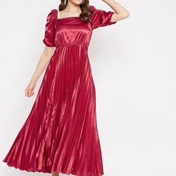 u&f Women Maxi Maroon Full Length Dress image 2