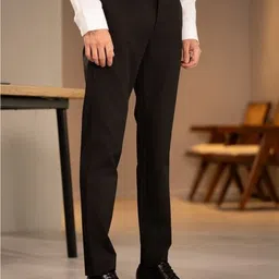 the revenant Men Slim Fit Black Cotton Blend Trousers image 3