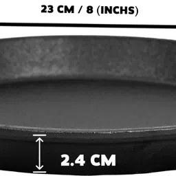 sma camel Cast iron Pre seasoned Mulbagal tawa/Adaikal/Fish frying pan 8 inches (20.32 cm) Fry Pan 20 cm diameter 1 L capacity image 4