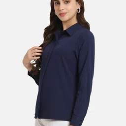 all ways you Women Regular Fit Solid Spread Collar Casual Shirt image 3
