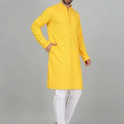 anaya azrin Men Embroidered, Embellished, Self Design Viscose Rayon Straight Kurta image 3