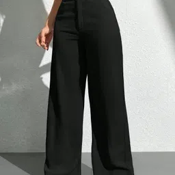 nucloths Women Regular Fit Black Lycra Blend Trousers image 3