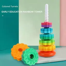 helistr Spinning Stacking Toy,Rainbow Spin Tower, Educational Toddler Learning Toy image 2