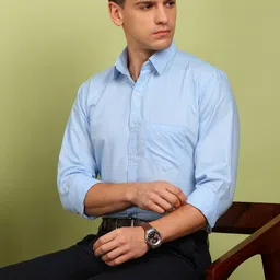 encore by invictus Men Slim Fit Solid Spread Collar Formal Shirt image 3