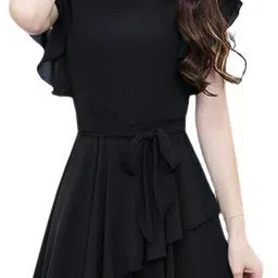 maruti nandan fab Women Fit and Flare Black Knee Length Dress image 3