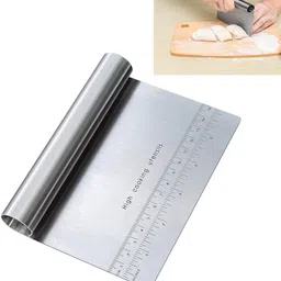 wropzo Cake Scrapper Cutter Chopper Stainless Steel with Measuring Scale Kitchen Tool Set-picture-15