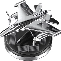 glowmyst ® Solar Silver Fighter Jet Rotating Aromatherapy Metal Air Freshener Car Freshener Diffuser image 1