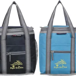 right choice All Age Combo Lunch Bags Branded Trendy Premium Quality Carry on School Office & Picnic (Black+Sky Blue 3006+3008) Waterproof Lunch Bag-picture-25